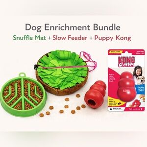 Dog Enrichment Bundle Snuffle Mat Slow Feeder + Puppy Kong Toy Set
